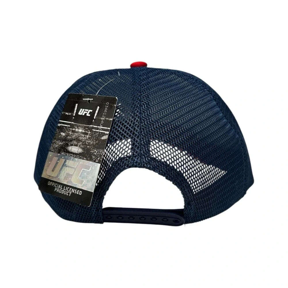UFC Foamie Fresh Red White Blue Mesh Trucker Hat Back Embroidered Logo Unisex